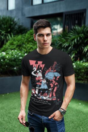 Футболка для хлопчика з аніме принтом Харуко Харухара Хеавй Аніме оверсайз (зріст від 165 до 180) Чорний AnimeJ0641m Дніпро