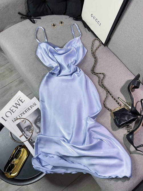 Женское романтическое элегантное платье шелк Голубой, 44/46 Одесса - изображение 2