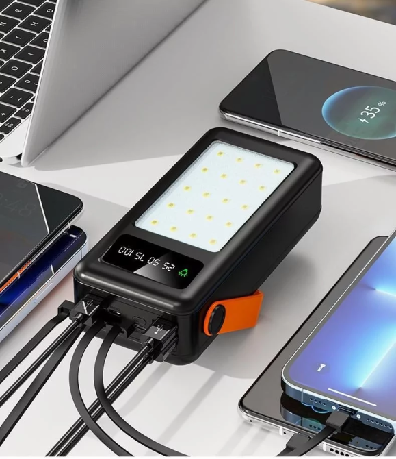 Портативный внешний аккумулятор Bilintong 40000mAh Power Bank + Led лампа Черный Винница - изображение 7