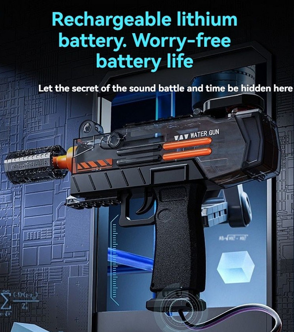 Дитячий електричний водяний автомат-пістолет Узі. Харків - фото 6