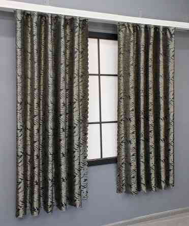 Комплект кооротких штор VR-Textil Жаккард Magic № 1611ш Графитовый с бежевый 145х170 см 2 шт (35-0245) Киев