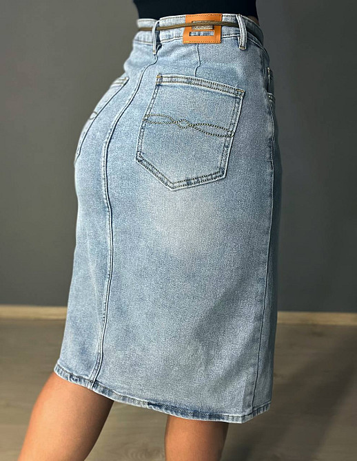 Спідниця жіноча джинсова Ladyn 802 з розрізом середня довжина пояс блакитна, блакитний, З2, 32, 88 см, 107 см Київ - фото 12
