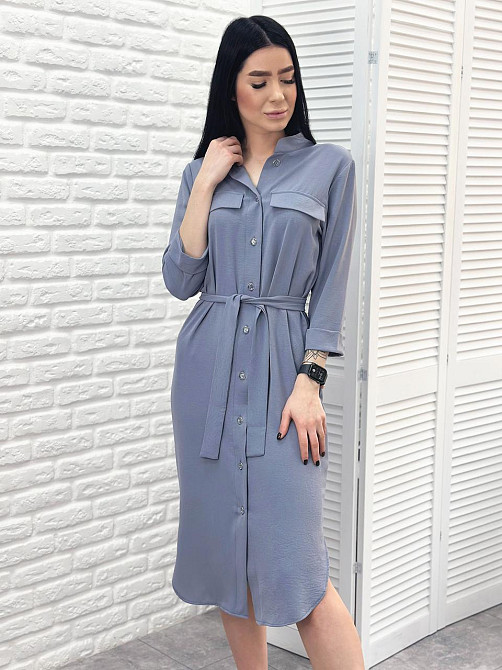 Довга сукня-сорочка з поясом "Marcella" оптом | Норма | Розпродаж моделі Київ - фото 8