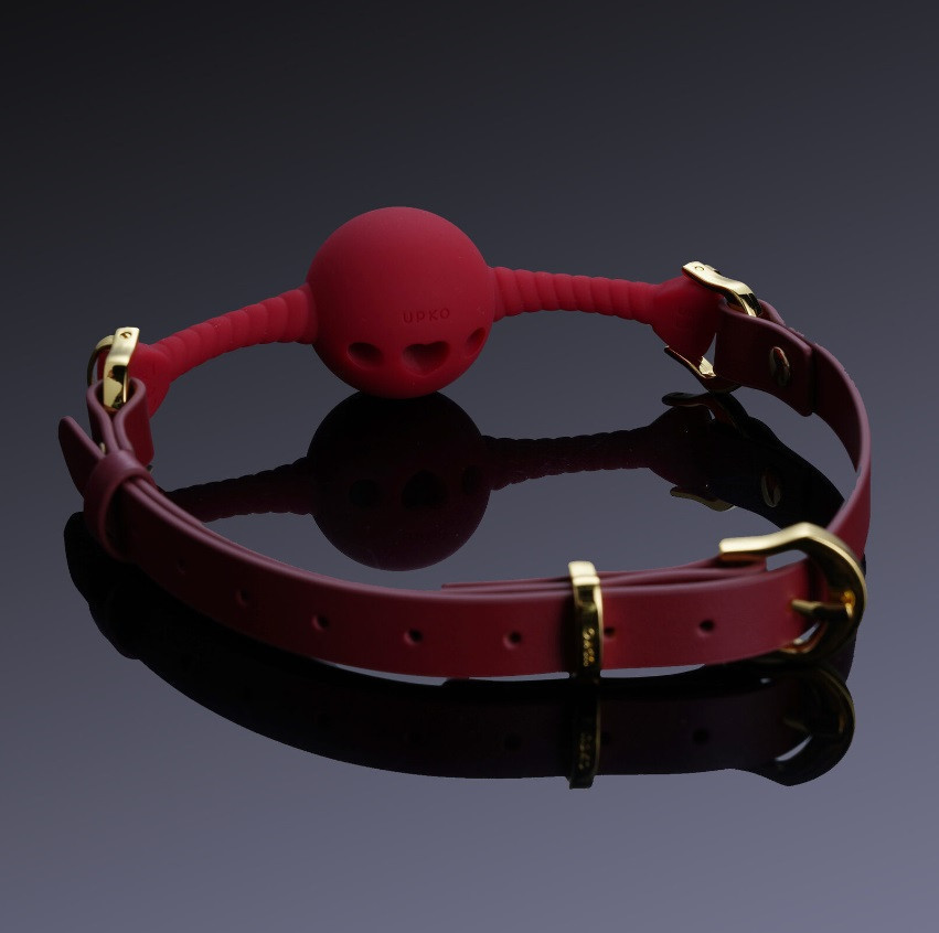 Кляп шарик с отверстиями в виде сердца UPKO Desire for Mouth Bondage Collection, красный Sex Aura Киев - изображение 2