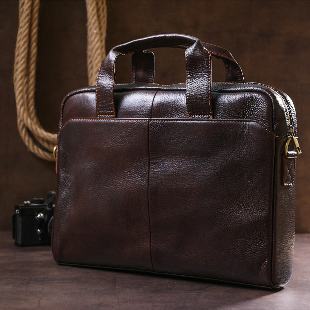 Чоловіча шкіряна сумка-портфель Vintage 20679 Коричневий Київ - фото 9