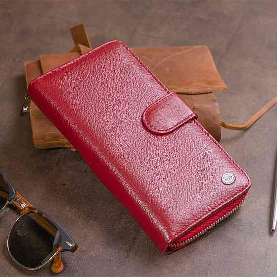 Вертикальный вместительный кошелек из кожи женский ST Leather 19307 Бордовый Киев