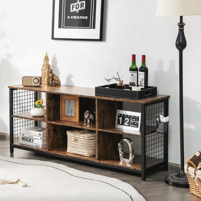 Тумба под телевизор с полками современная деревянная для гостиной стиль лофт Costway Ketrin Киев - изображение 4