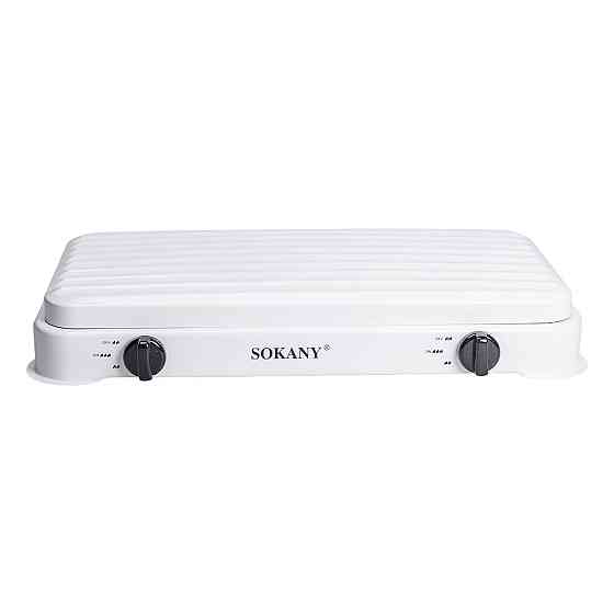 Настільна газова плита на 2 конфорки міні газова плита для балонного газу Біла Sokany SK-6002W Коломия