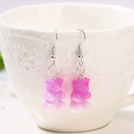 Мишки сережки розово-белые - размер мишки 1,6*1см, смола Киев - изображение 1