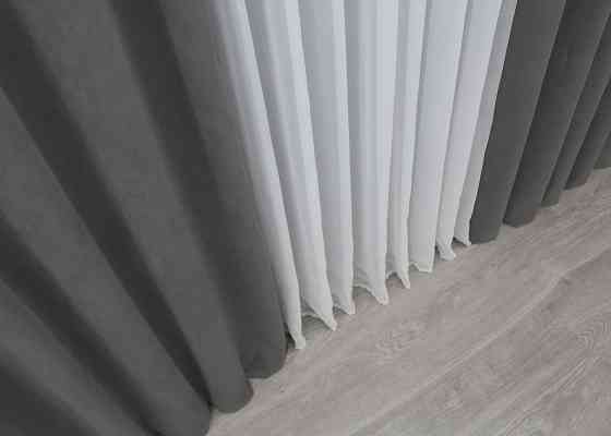 Шторная ткань микровелюр Petek цвет серый 1484ш Киев