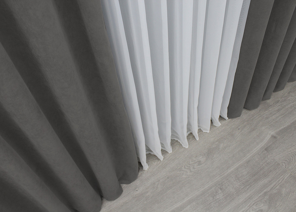 Шторная ткань микровелюр Petek цвет серый 1484ш Киев - изображение 4