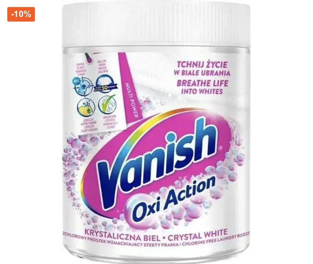Відбілювач порошкоподібний Vanish Oxi Action Кришталева білизна 1 кг Виноградов - изображение 1