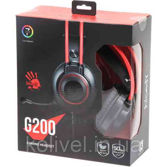 Ігрова гарнітура A4-Tech Bloody G200, USB, чорно-червона (G200 Bloody (Black+Red)) Киев