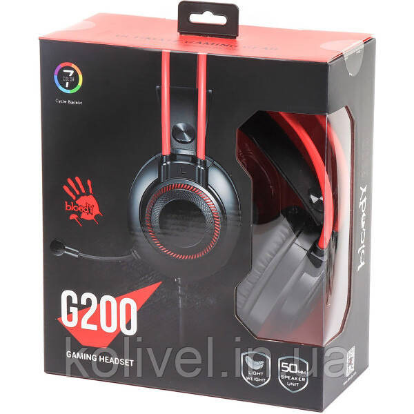 Ігрова гарнітура A4-Tech Bloody G200, USB, чорно-червона (G200 Bloody (Black+Red)) Киев - изображение 6