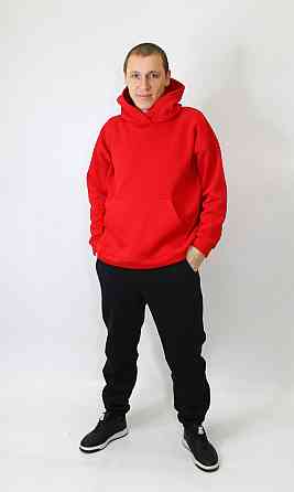 Чоловічий спортивний теплий костюм на флісі Червоно-чорний 46 Харків