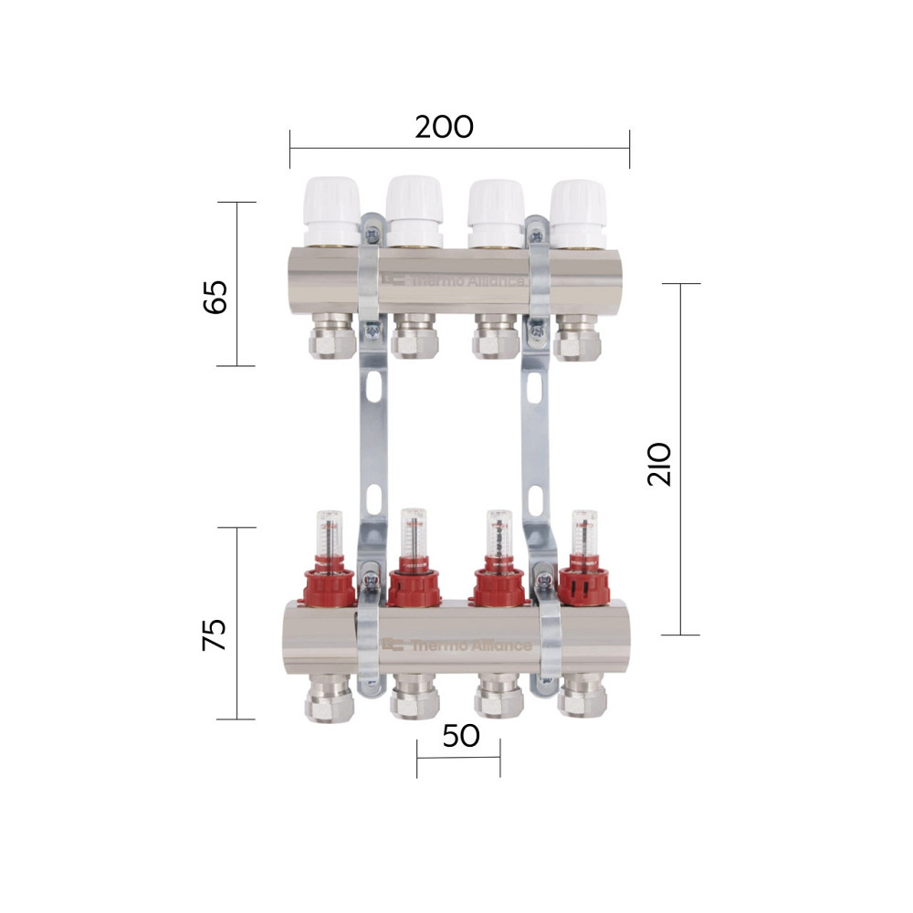 Коллектор латунный с расходомерами и евроконусами Thermo Alliance Standart 1