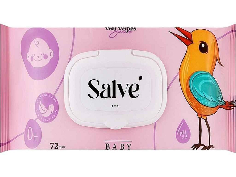 Влажные салфетки 72шт детские Salve розовые (клапан) ТМ SALVE Киев - изображение 1