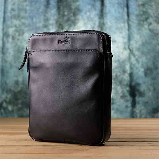 Красивая мужская сумка через плечо из гладкой натуральной кожи Черный (SHVIGEL) Киев