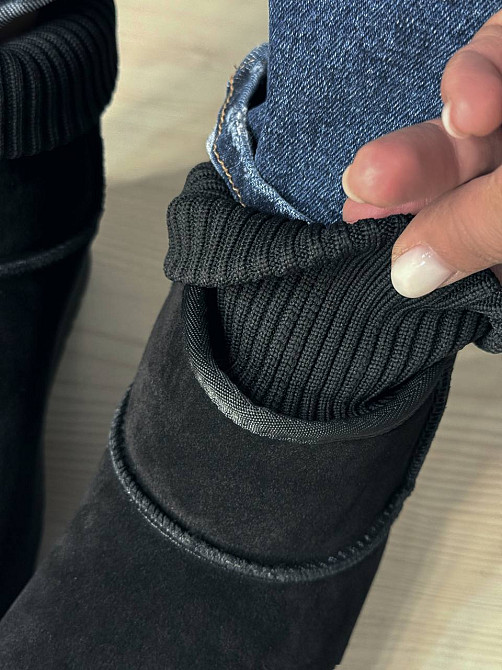 Угги женские Hengji 56-1 с манжетом носком на высокой подошве черные, 40, 25,5 см Киев - изображение 3