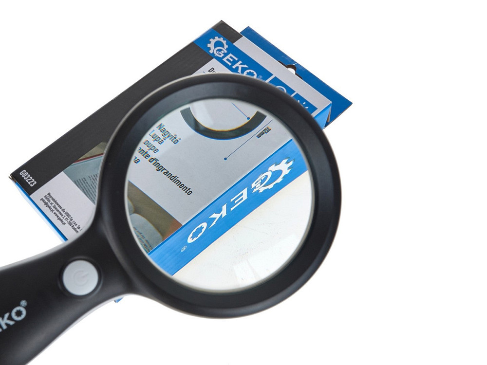 Лупа "GeKo" 10x (10-кратна), діаметр скла  88мм, загальна доржина 213мм з підсвіткою 18-led Київ - фото 4