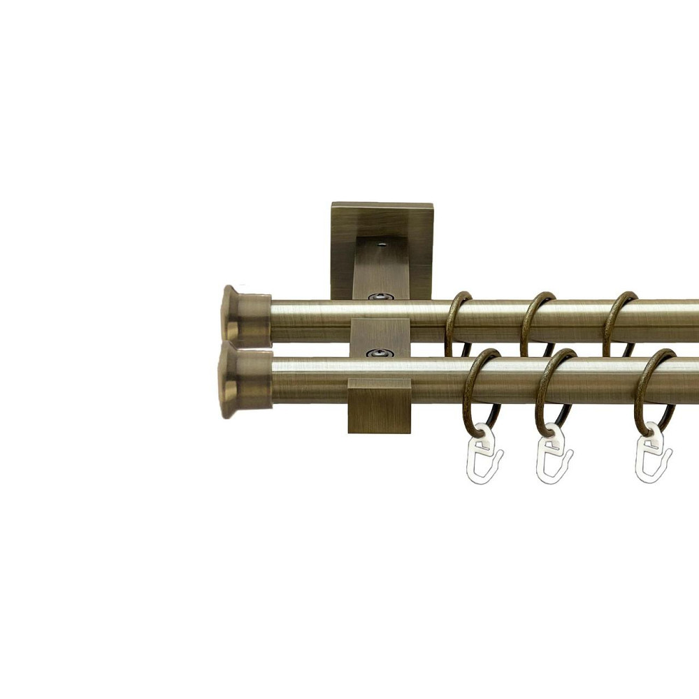 Карниз Orvit Дуо металевий дворядний техно гладка труба кільце металеве Антик 19\19 мм 160 см (00-00026898) Львів - фото 1