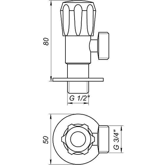 Кран вентильний кутовий Professional 1/2″X3/4″ NV-QP999 (000021869) Київ