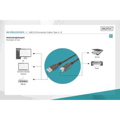 Дата кабель USB 3.0 AM/BM 1.8m black Digitus (AK-300115-018-S) Винница