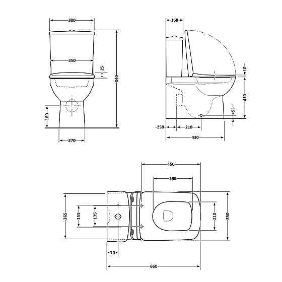 Унітаз-компакт Qtap Kalao безобідковий із сидінням Soft-close QT08221213AW Київ