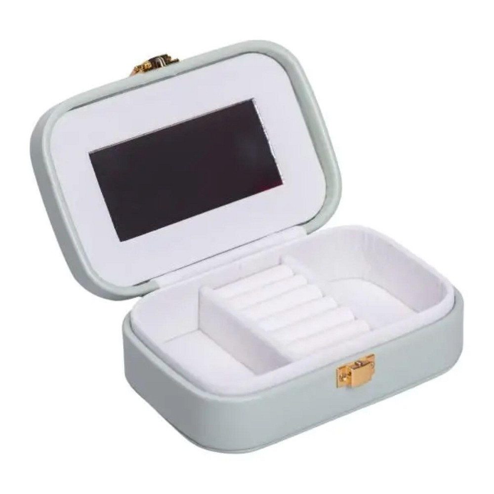 Скринька для прикрас з еко шкіри 15×10×5 см із дзеркалом органайзер для ювелірних виробів HP-5-33TU Київ - фото 2