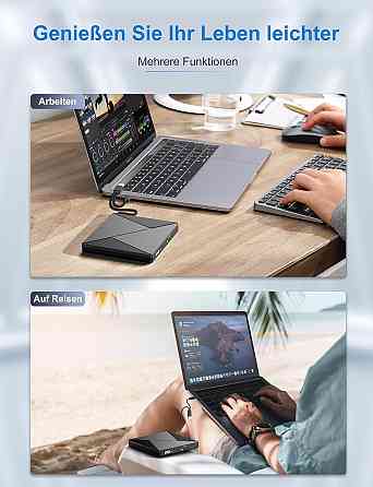 Внешний оптический привод Umaniy USB3.2 (USB-C) черный DVD±RW/CD±RW 24x CD 8x DVD Plug and Play для ноутбука и Киев
