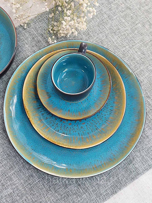 Тарілка Olens "Голандія" 20 см кругла кераміка блакитна овальна для дому та ресторанів Київ - фото 3