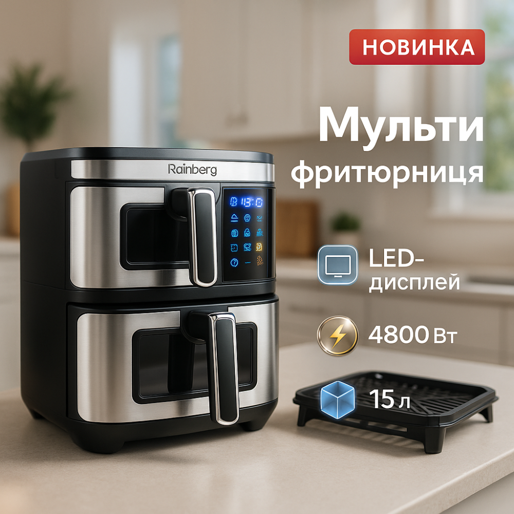 Аэрогриль без масла и жира, Настольная фритюрница, Фритюрница для картофеля фри профессиональная QM-61 Львов - изображение 12