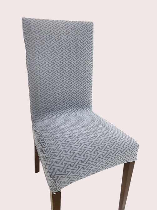 Універсальний натяжний чохол накидка на стілець зі спинкою натяжний жакард абстракція Royan Туреччин Біла Церква - фото 1