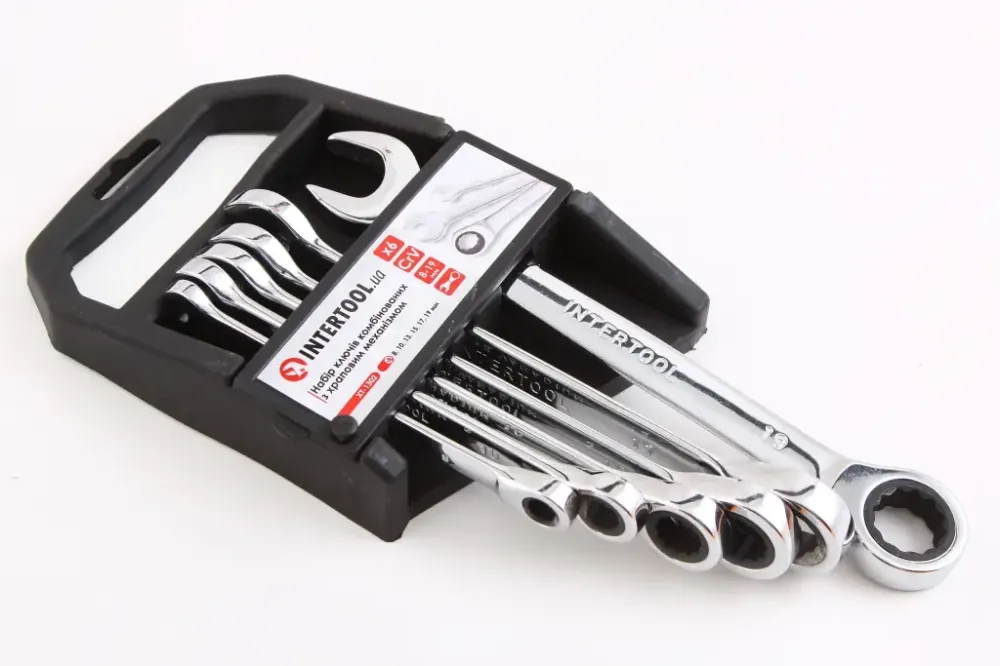 Набір ключів ріжково-накидних з трещею 6 ед. Intertool Prof (8, 10, 13, 15 ,17, 19 мм) Вінниця - фото 1