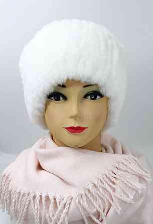 Хутряна пов'язка на голову жіноча із кролика Rex Білий Харків