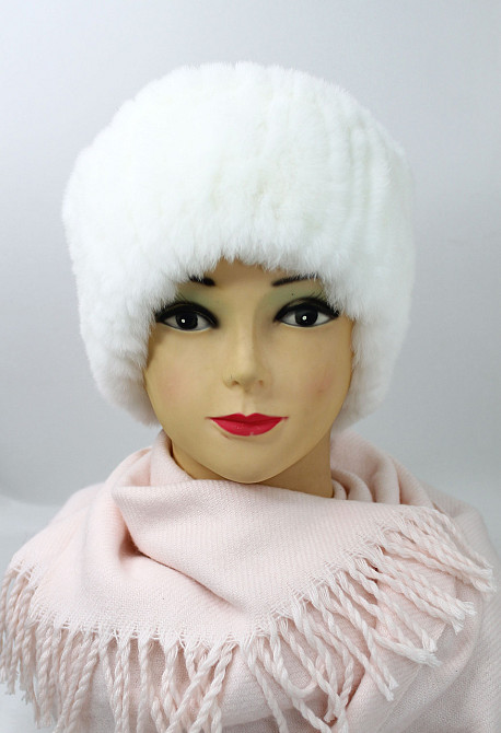 Хутряна пов'язка на голову жіноча із кролика Rex Білий Харків - фото 1