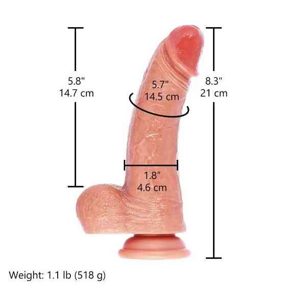 Фалоімітатор для секс-машин Hismith 8.25" Dual-density dildo with veins, система KlicLok Sex Aura Київ