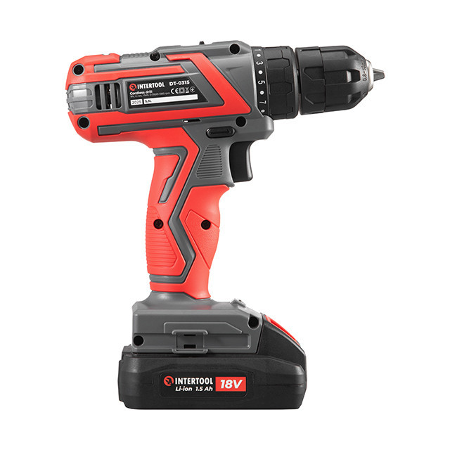 Дриль-шурупокрут акумуляторний 18 В, 30 Nm, 0-350/0-1300 об/хв., 0.8-10 мм, 1.5 Аг INTERTOOL DT-0315 Киев - изображение 6