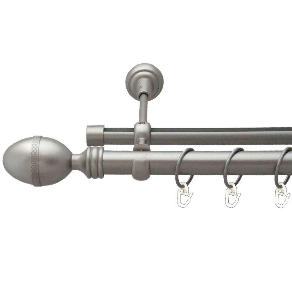 Карниз Orvit Фарже металевий дворядний опозитний гладка \ профільна труба кільце металеве Сатин 25\19 мм 300 Львов - изображение 1