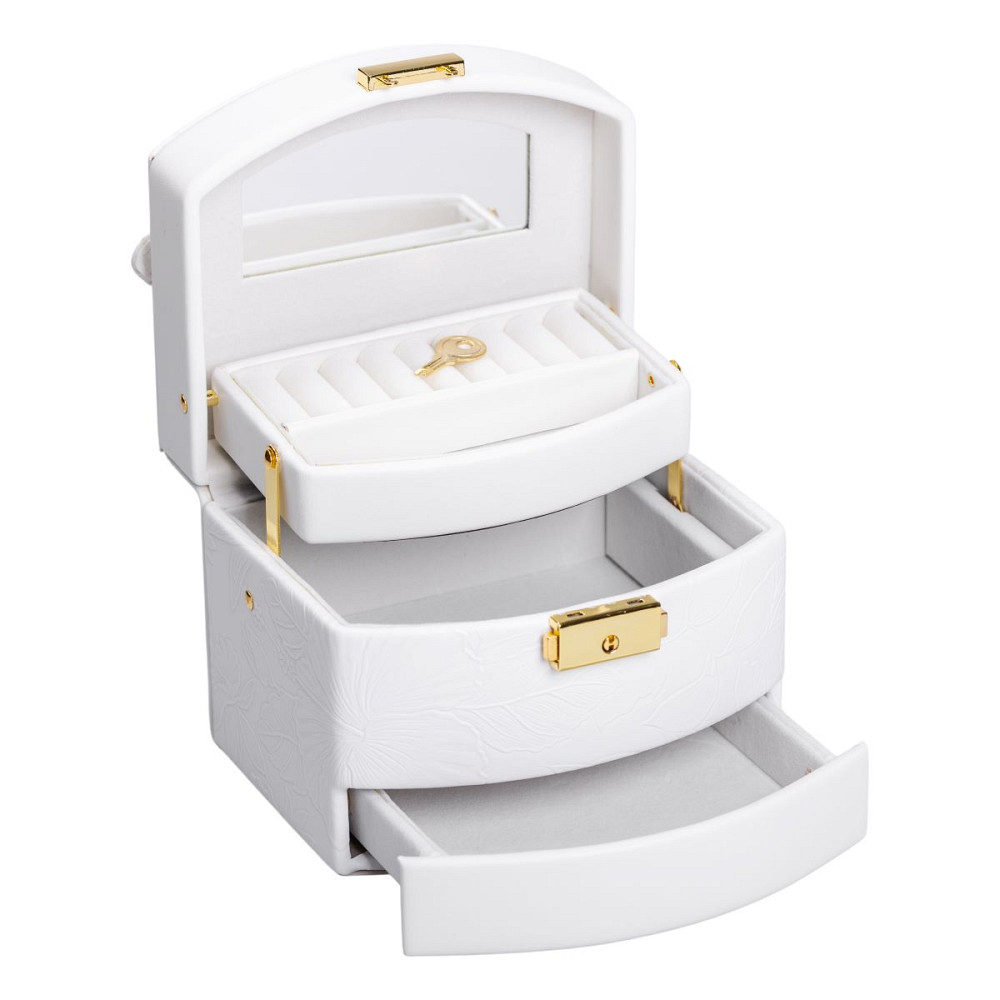 Скринька для прикрас з еко шкіри 3 яруси із замком органайзер для ювелірних виробів HP-5-23W Коломия - фото 7