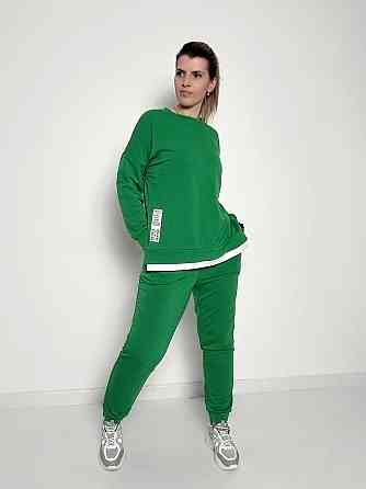 Трикотажний костюм-двійка "Spring" оптом | Батал | Розпродаж моделі Зелений, 50-52 Київ