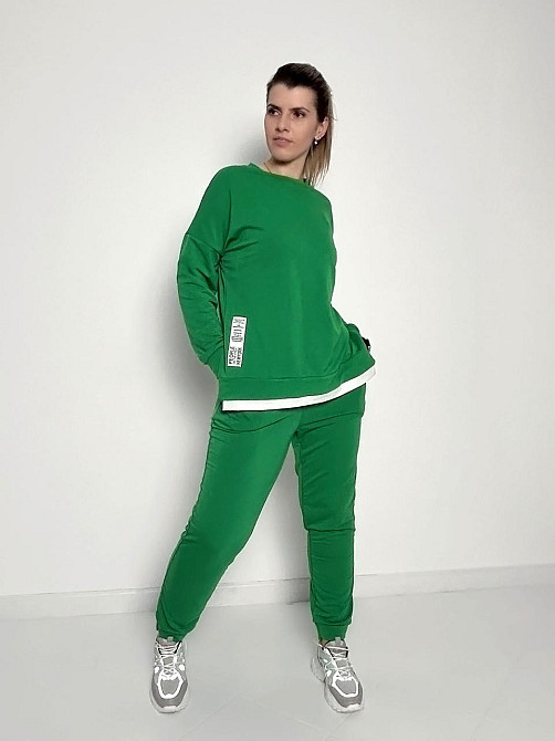 Трикотажний костюм-двійка "Spring" оптом | Батал | Розпродаж моделі Зелений, 50-52 Київ - фото 1