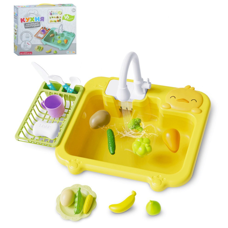 Детская игрушечная кухня WD-801A, мойка, льется вода 16 предметов Винница - изображение 1