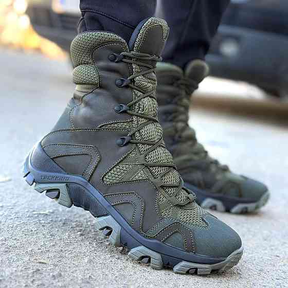 Военные берцы летние мужские олива из натуральной кожи, с супинатором и фиксацией стопы Львов