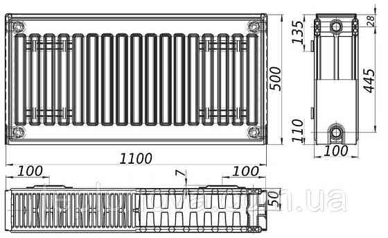 Радиатор стальной панельный KALITE 22 бок 500х1100 Черновцы