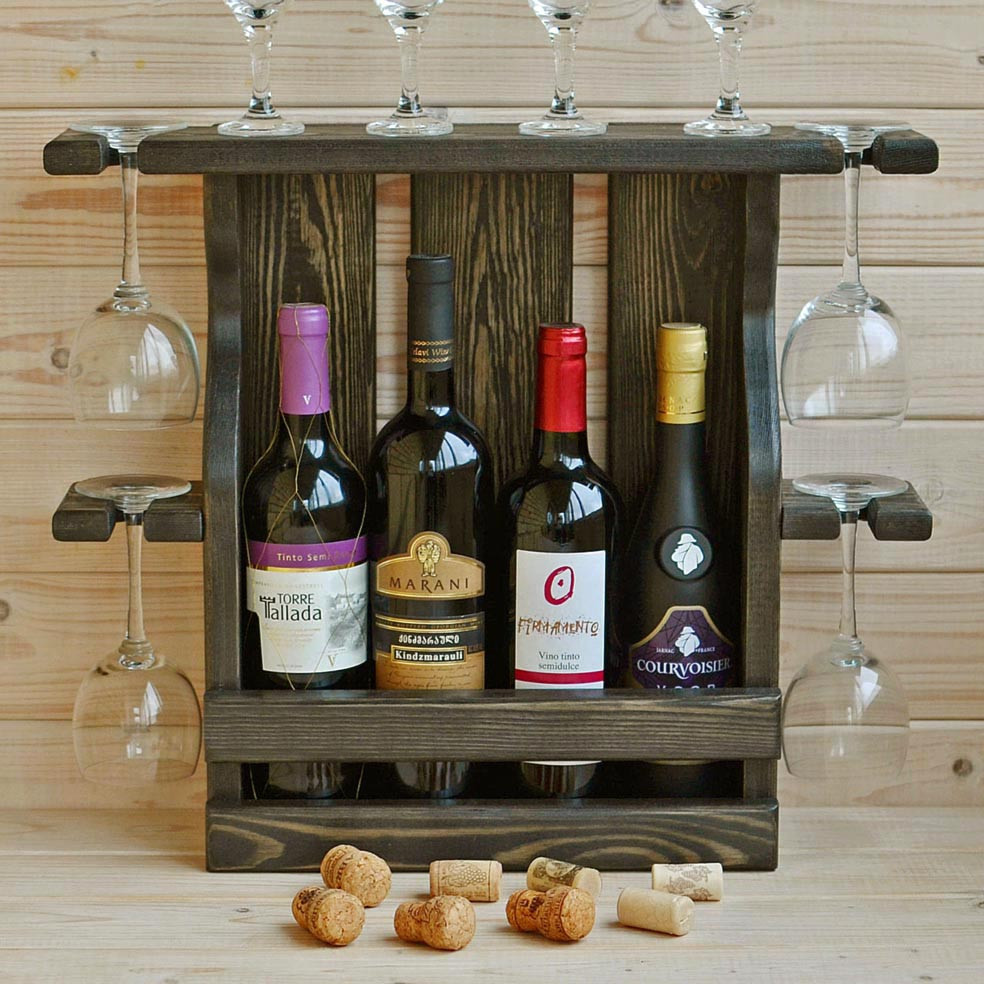 Настінна винна полиця "Накагута 4" мокко Миколаїв - фото 1