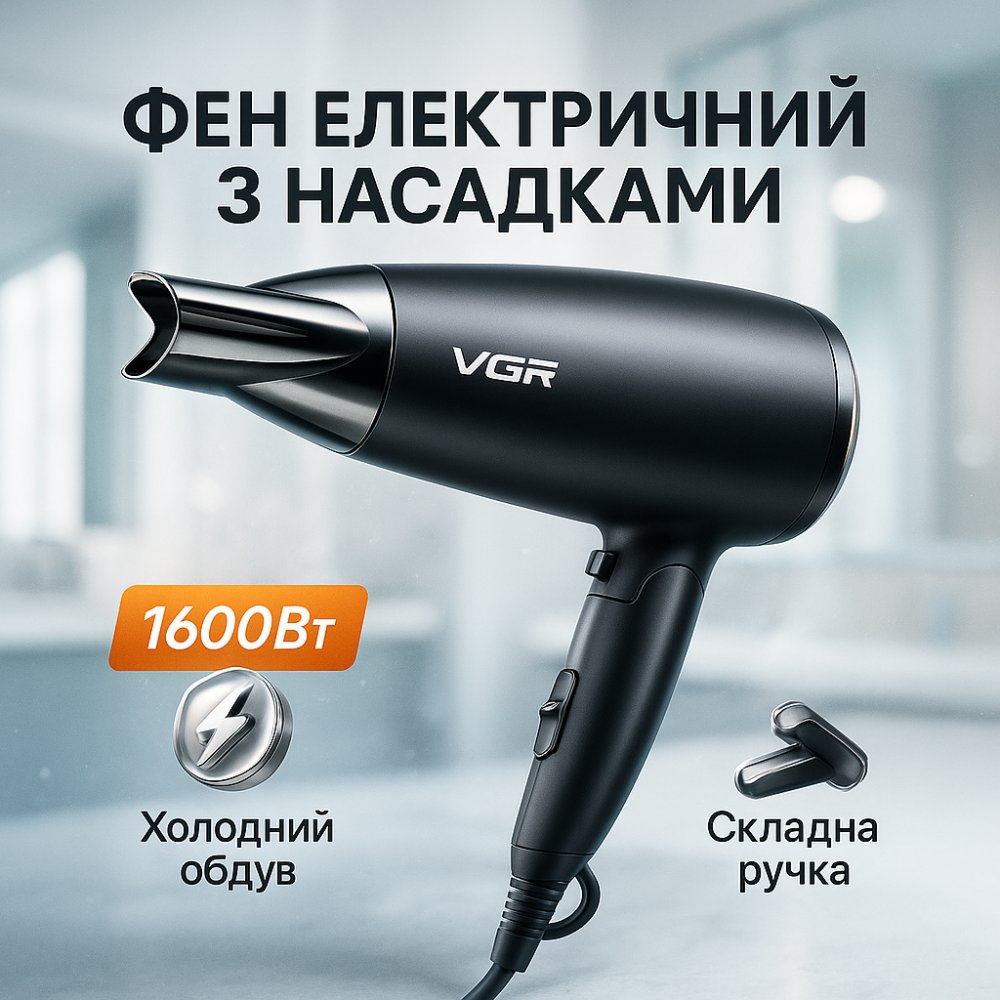 Фен с режимом ионизации VGR V-439, Мощный фен для волос, Фен-стайлер для сушки волос DA-29 Львов - изображение 19