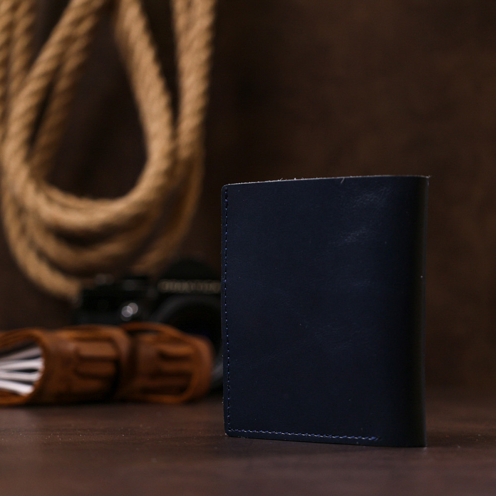 Удобное портмоне из натуральной кожи Shvigel 16507 Синий Киев - изображение 2