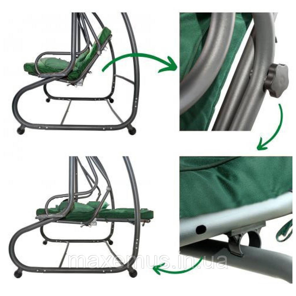 Садовые качели Bonro Garden 4-х местная раскладная с навесом качели для сада и дачи зеленая Мостиська - фото 4