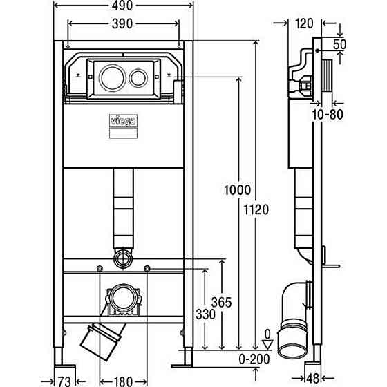 Модуль-бачок для підвісного унітаза Prevista Dry VIEGA 792855 ( з кнопкою та кріпленням) (000019072) Київ